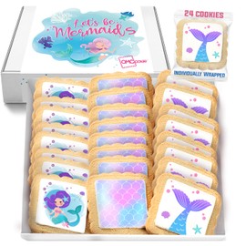 Mermaid Cookies Party Favors Cookies Decorated | 24 Pack INDIVIDUALLY WRAPPED | Theme Birthday Party Candy | Treats Dessert Table Sweets Bulk Baby Shower