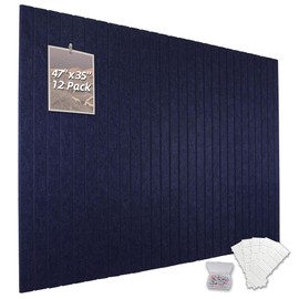 TENACR Cork Board Alternative-Felt Slat Wall Paneling,Office Bulletin Board for Decoration, Suitable for Displaying Photos and Documents, with Removable Adhesive Labels,12-Pack (Dark Blue)