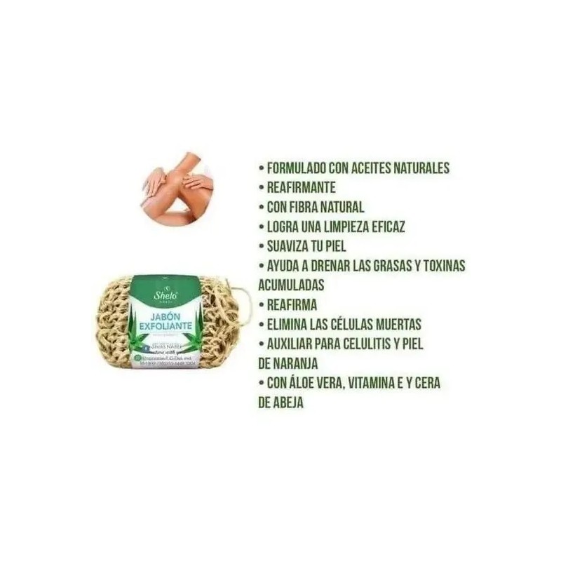 Jabón Exfoliante Reafirmante 120grs Sheló, Combate Celulitis