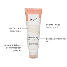 tvey" Foot Cream for Dry Feet with Urea, Lemon & Grapefruit Oil - Nourishing Moisturising Cream / Foot Lotion - Foot Care for Soft Feet without Sticky Hands - Made in Germany 75 ml Vegan