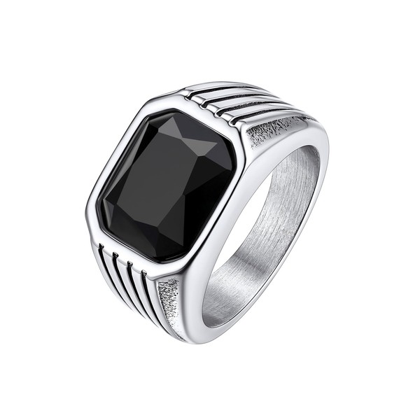 Bestyle Chunky Men Thumb Ring Big Men Black Onxy Gemstone
