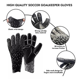 ZEZELIFE Soccer Goalkeeper Gloves for Kids Boys Children Youth Adult Football Goalie Gloves with Strong Grips Full Finger Breathable Mesh Protect Children Hand Soccer Gloves (7 Size)