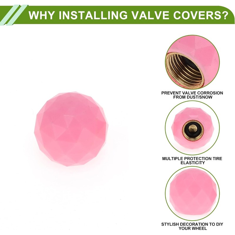 Tapones decorativos para válvula de neumático, estilo bola brillante, color