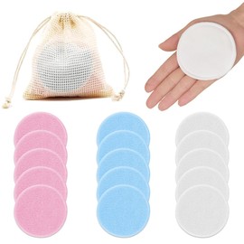 SIRLOMU 15 Sheets + 1 x Laundry Bag, Reusable Make-Up Pads, Washable, Sustainable, Soft and Gentle, Made of Bamboo and Cotton, Suitable for All Skin Types