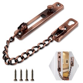 Anti-Theft Door Chain Lock, Bedroom Home Apartment Hotel Security Door and Window Sliding Safety Chain Lock Stainless Steel (Red)