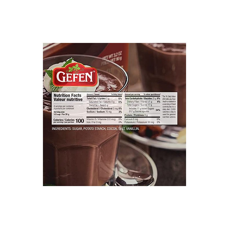 Gefen Creamy Chocolate Pudding and Pie Filling Mix, 3.75oz (3Pack)