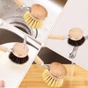 Wooden Dish Brush with 3 Replaceable Natural Bristle Heads