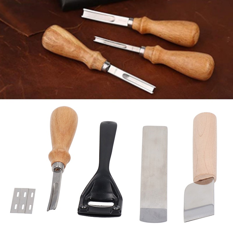 Metal Leather Skiver Set Easy Cutting Incisive Curved Handle Safety