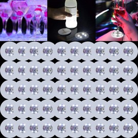 LED Coaster White,50 Pack Light Up Coasters,LED Sticker Lights,Wine Bottle Lights,for Drinks,Bar Accessories,Party,Wedding White 50PCS