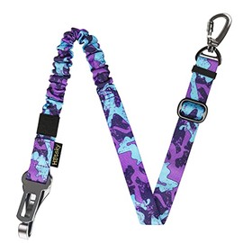Hotsky Dog Seat Belt, Adjustable Safety Seatbelt 3-in-1 Car Harness for Dogs in Car Nylon Elastic Bungee Buffer Tether with Clip Hook Latch Buckle Swivel Zinc Alloy Carabiner(Purple Camo)