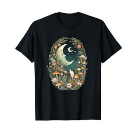 Aesthetic Goblincore and dark Cottagecore Mushroom Moon Bird T-Shirt