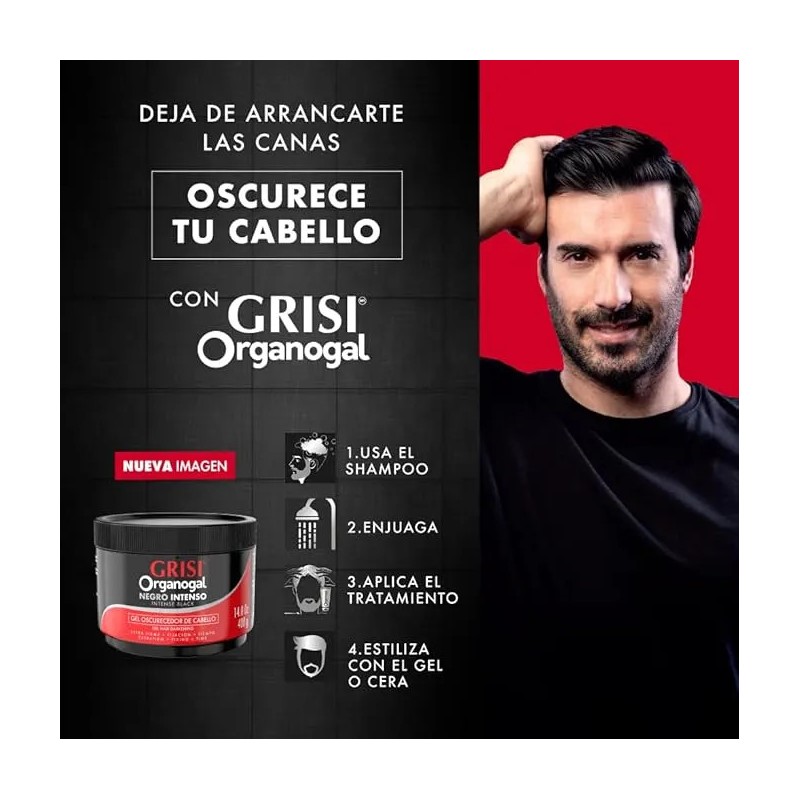 3 Gel Organogal Grisi Oscurecedor De Cabello 400 Ml