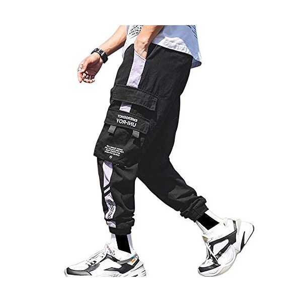 XYXIONGMAO Streetwear Hip Hop Pants Cargo Pants Joggers for Men Couple Women's Sports Casual Active Sweatpants (Black, XXL)