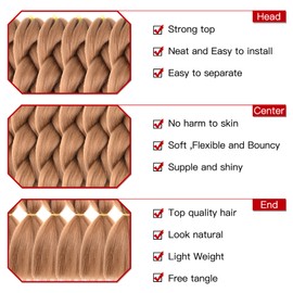 Xtrend 24 Inch 3 Packs Dark Brown Jumbo Braid Hair for Box Braids Crochet Hair Long Synthetic Braiding Hair Extensions High Temperature Crochet Braids for Women (3 Packs, 30#)