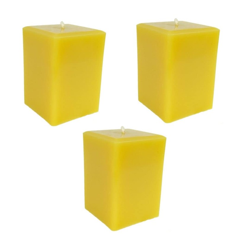 Candlestock Handmade Beeswax Square Dripless Unscented Pillar Candle - Set