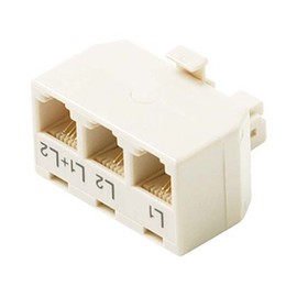 3 Way T Adapter 2 Line White Telephone Jack Splitter 6P4C 4 Conductor RJ11 Triplex Modular 4C Tee Jack 1 Line 6X2 2 Line 6X2 Line 1+2 6X4 Jack to 6X4 Plug UL