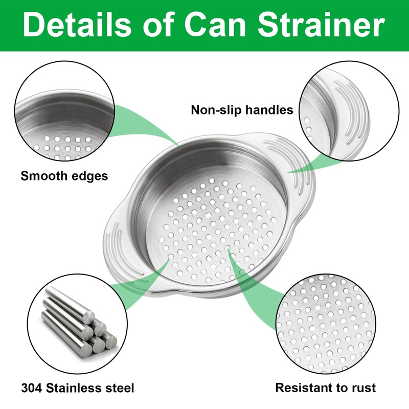2 Pcs Metal Tuna Can Strainer, Stainless Steel Strainer, Food