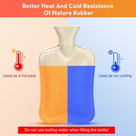 Dawdix Hot Water Bottle with Cover, 2 Litres Hot Water Bottle Bed Bottle Hot Water Bag Hot Water Bottle with Soft Fleece Cover Bed Bottle Gift for Women Mother Dad