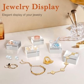 SAMYUCHO Acrylic Base 8 Pieces Acrylic Blocks for Display 2 X 2 X 1 Inch Square Riser Display Stands Trophy Base Pedestal Stands Clear Cube for Trophy Jewelry Props Food Party Crafts