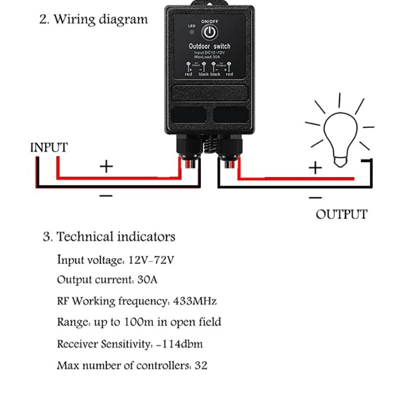 ZHOFONET Waterproof Remote Control Relay Switch 328ft Long Range Wireless