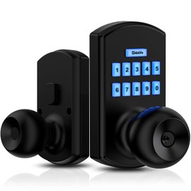 Hidalife Smart Door Knob with Keypad, Keyless Entry Door Lock for Front Door, Easy Passage Mode, One-time Code, Matte Black