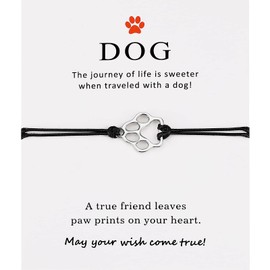 PLwelth Puppy Dog Bracelet for Women Men Friendship Gift for Best Friends Couple Dog Memorial Gift Adjustable String Paw Print Charm Pet Bracelet for Women Men Girls Boy Dog Lover Loss Sympathy Gift
