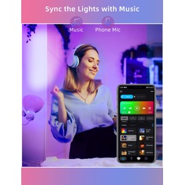 Dawwee Color Changing Light Bulb App Control, 2.4Ghz WiFi and Bluetooth Smart Light Bulbs Music Sync, Magic RGB Light Bulb Compatible with Alexa Google, E26 LED Light Bulb, 4 Pack