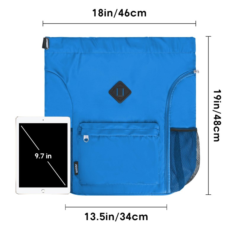 WANDF Drawstring Backpack Sports Bag with Shoe Compartment Water Resistant
