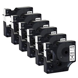 Compatible D1 45013 S0720530 Refills D1 Label Tape for Dymo LabelManager PnP 160 280 210D 360D 420P 220P 260P 450D, Black on White 1/2" x 23 ',6 Pack