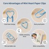 100Pcs 2x1cm Blue Heart Shaped Metal Paper Clips, Small Cute