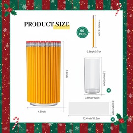 Reallnaive 2 Set Christmas Gifts for Teacher DIY Pencil Shaped Vase Kit Handmade Table Centerpieces Appreciation Gift for Teacher Desktop Organizer School Office Classroom Decor(Yellow)