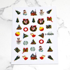 Christmas 2024 Nail Sticker for Nail Art Rhinestones Self-Adhesive 6PCS Set 3