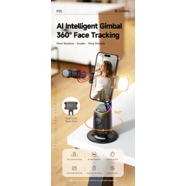Advanced Technology Auto Face Tracking Tripod 360° Rotation | AI Intelligence | High-Resolution Sensor with Wide Viewing Angle Portable Tripod for Streaming and Meeting