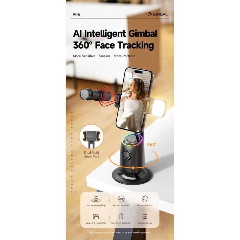 Advanced Technology Auto Face Tracking Tripod 360° Rotation | AI