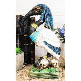 Ebros Gift Egyptian God Ibis Headed Thoth White Flamingo Standing On Skull Dramatic Statue 7.75" Tall Deity Patron of Magic Technology Knowledge and Riddles Gods of Egypt