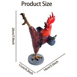 HlaitsWit Funny Chicken Resin Statue - Resin Blue Kung Fu Drunk Chicken Black Belt Abstract Art Office Desk Statue Living Room Collectible Figurines Home Shelf Decor Desktop Decorative Ornament