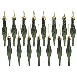 Christmas Concepts® Pack of 15-8.5cm Droplet Baubles - Matte & Glitter Design - Christmas Ornaments (Forrest Green)