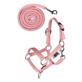HKM Hobby Horsing Halter Set Basic Halter and Rope for Hobbyhorse (Pink)