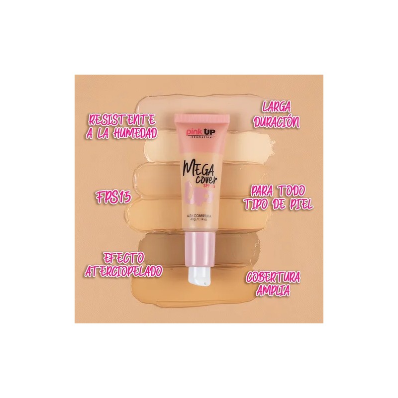 Pink Up, Maquillaje De Larga Duracin, Cobertura Completa Tono Beige