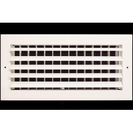 HVAC Premium 10"w X 4"h 1-Way Air Vent Adjustable Aluminum Curved Blades Integral Multi-Shutter Damper HVAC Diffuser [Outer Dimensions: 11.75"W X 5.75"H]
