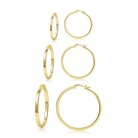 PABBEU Gold Hoop Earrings for Women,3 Pair Gold Hoop Earrings 14K Real Gold, Lightweight Small Hoop Earrings for Women,Hypoallergenic Gold Small Hoop Earrings 20mm 30mm 40mm