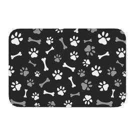 Jbofyee Dog Paws and Bones Bath Mat 24x16 Inch Non-Slip Soft Microfiber Bathroom Rugs Washable Bathmat, Carpet Rug Entryway Animal Footprints Decor for Tub Shower Room Floor