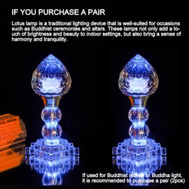 TENGFENG LED Crystal Lotus Flower Lamp – USB Powered Buddha Light for Worship, Prayer and Display,Lotus Flower Light for Bedroom, Buddhist Supplies,Shrine,Meditation Room 8’’ (Lotus Bud)
