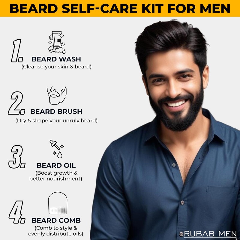 Rubab Men 4-in-1 Beard Kit for Men| Advance Beard Oil,