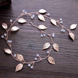 Lurrose Bridal Headband Rose Gold Leaves Headband Headpiece Headwear Hair Accessories for Wedding (FD609)