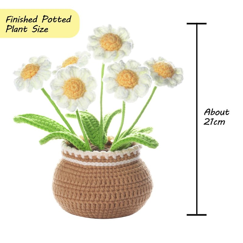 ZIENVE Crochet Kit for Beginners, Potted Daisy Crochet Starter Kit,