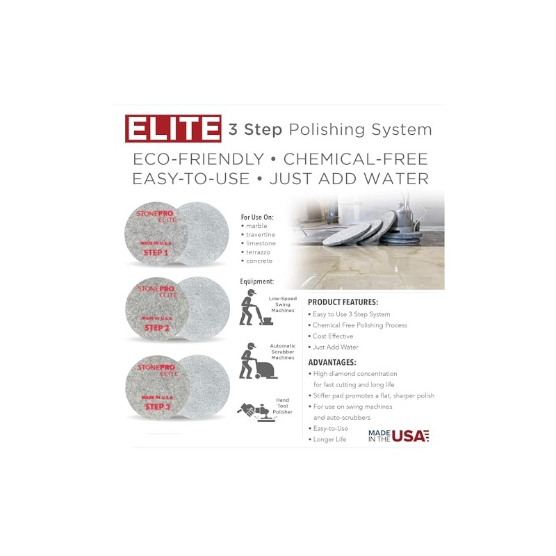 Stone Pro 3-Step Diamond Impregnated Polishing Pads – Ideal for