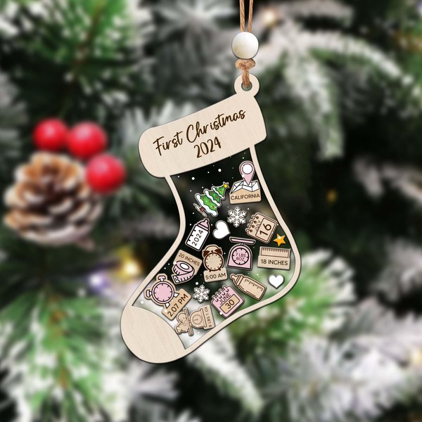 DATCRAFT Shaker Ornament Personalized Christmas Ornaments 2024 Family Christmas Ornaments