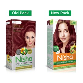 Nisha Cream hair color (120 ml/each) with Rich, Bright, Long Lasting Shine Hair Color NO AMMONIA Cream FORMULA smooth care for your precious hair! (Pack of 2, Burgundy 3.16)