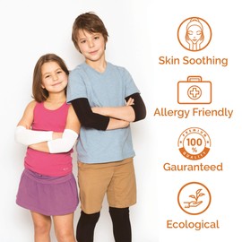 YoRo Naturals Remedywear Eczema Sleeves for Arms, Legs, Elbows, Knees - Babies to Adults - Inflammation Relief with TENCEL and Zinc, 1 Pair (White, Size 10)